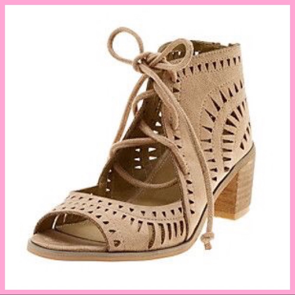 DIBA | “Opal” Perforated Suede Heeled Sandals
